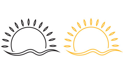 A half sun is setting downwards icon sunset concept for graphic design, logo, website, social media, mobile app, UI.  Vector illustration. EPS 10