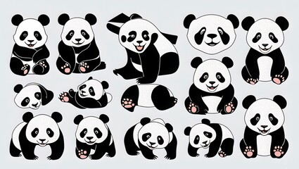 Variation flat vector panda art