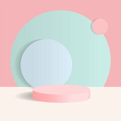 A vibrant, multi-colored pedestal background designed for product photography