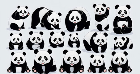 Variation flat vector panda art