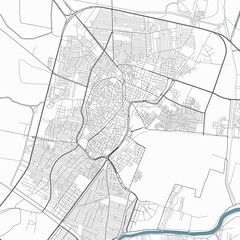 Map of El Mahalla El Kubra, Egypt. Detailed city map, metropolitan area border.