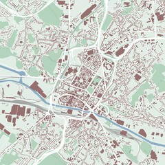 Charleroi map, Belgium. City map, streetmap with buildings and roads, parks and rivers.