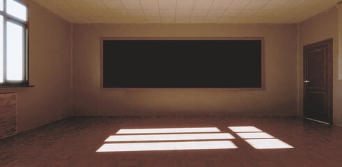 Classroom, blackboard, study desk, classroom 3D illustrator