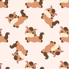 Cute baby animals seamless pattern