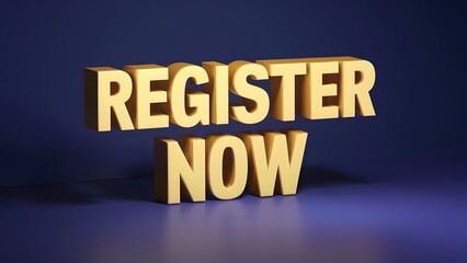 3D Register now text banner