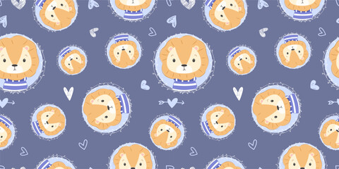 Cute baby animals seamless pattern