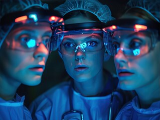 Medical Professionals Utilizing Augmented Reality Glasses for Precision in Surgical Operation