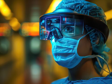 Medical Professionals Using Augmented Reality Glasses for Precision Surgical Assistance