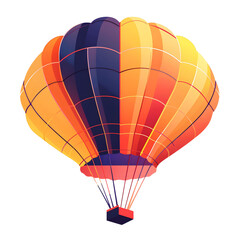 A vibrant hot air balloon floats against a clear sky, showcasing its colorful design, perfect for travel and adventure themes.