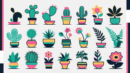 Variation flat vector plant art