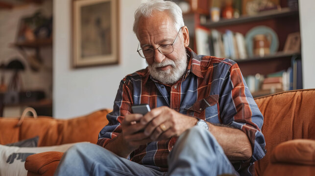 Elderly diabetic man checking blood sugar level