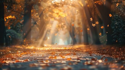 Obraz premium Golden Autumn Pathway