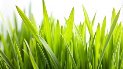 Fototapeta premium Lush green grass field against a white backdrop.