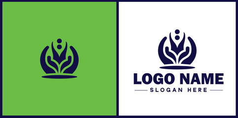 NGO icon Charitable group Voluntary agency Nonprofit organization flat logo sign symbol editable vector