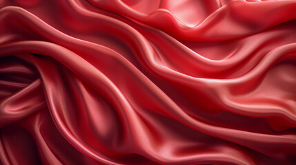 Obraz premium Red silk fabric folds, close-up texture