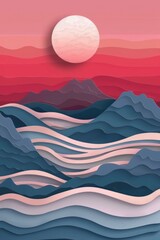 Sunset over ocean waves