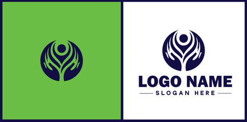 NGO icon Charitable group Voluntary agency Nonprofit organization flat logo sign symbol editable vector