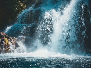 Fototapeta premium Waterfall Plunge into a Pool