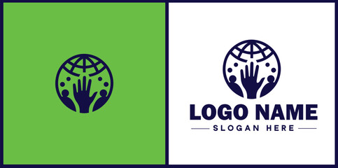 NGO icon Charitable group Voluntary agency Nonprofit organization flat logo sign symbol editable vector