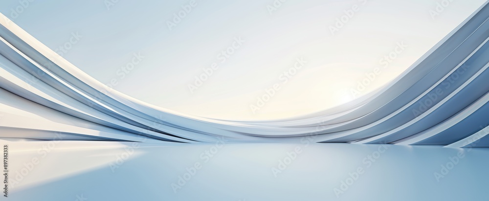 Sticker abstract white architecture forming a tunnel with light background