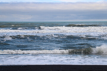 sea and sky. waves on the beach