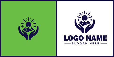 NGO icon Charitable group Voluntary agency Nonprofit organization flat logo sign symbol editable vector