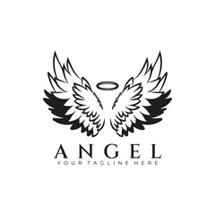 Obraz premium AAngel wing logo illustration vector designrt & Illustration