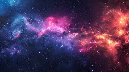 Obraz premium Vibrant cosmic nebula in space displaying interstellar cloud of dust and gas. Concept of universe, astronomy, galaxy exploration. Background