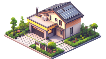 Home electricity battery energy storage system diagram 3D ,isometric 