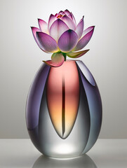 Beautiful still life with Lotus flower arrangement in an extravagant and minimalist glass vase minimalist