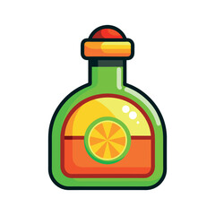 Orange Juice Bottle Icon Vector Illustration