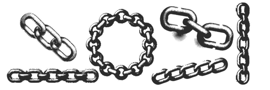 chain halftone y2k 90s Retro grunge grain effect and stippling vector dots textured realistic illustration 