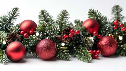 Christmas composition of tree branches and gifts