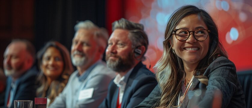 Dynamic Panel Discussion Among Industry Experts on High Tech Conference Stage