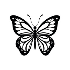 Silhouette of butterfly  vector line art illustration