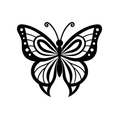Silhouette of butterfly  vector line art illustration