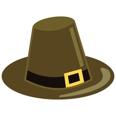 Traditional Pilgrim Hat Vector Illustration for Thanksgiving