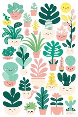 Vibrant Variation flat vector plant art