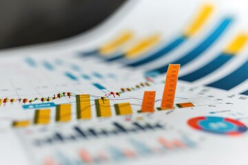 Bar chart illustrating an abrupt increase in stock prices, highlighting a market boom, set against a pristine white surface.