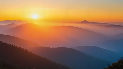 Fototapeta premium Majestic sunrise over the mountains.