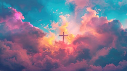 Fototapeta premium Cloud cross with blue sky