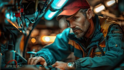 Experienced Auto Repair Mechanic Conducts Thorough Inspection, Ensuring Your Car's Safety and Performance, Auto Repair Shop, Professional Inspection Services, Car Maintenance, Trusted Mechanic