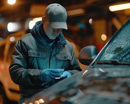 Automotive Specialist Using Diagnostic Tools for Expert Auto Repair, Get Your Car Fixed Quickly and Efficiently - Powered by Adobe