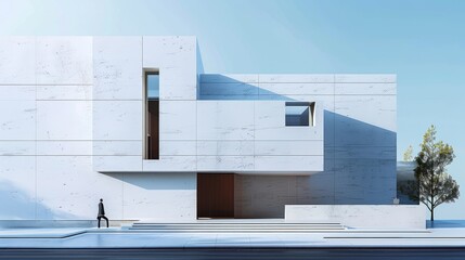 Design a minimalist architectural element that combines precise geometric forms with an unconventional mix of materials or functions