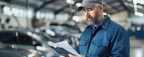Professional Engineer Conducts Meticulous Inspections in a Busy Garage Setting, Ensuring Top-Quality Automotive Repair and Maintenance
