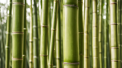 Fototapeta premium Bamboo stalks with visible joints and texture. Generative AI