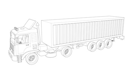 truck sketch symbol 3d illustration