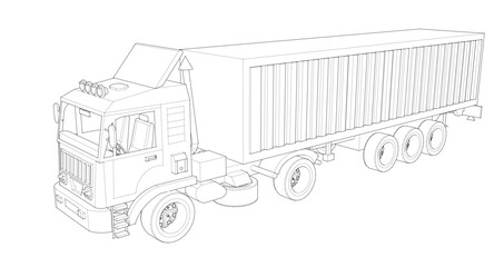truck sketch symbol 3d illustration