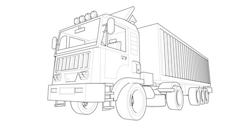 truck sketch symbol 3d illustration