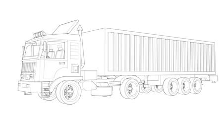 truck sketch symbol 3d illustration